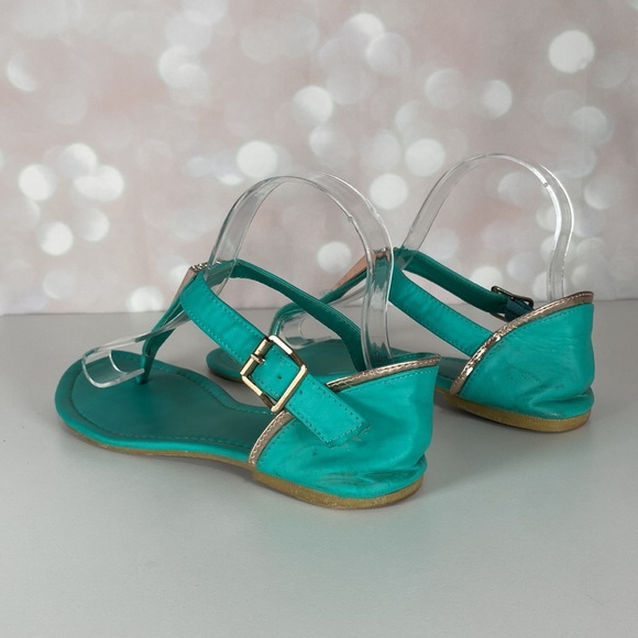 ⭐️3 FOR $25⭐️DI IANA Teal & Gold T Strap Sandal Size 7.5 - Picture 3 of 11